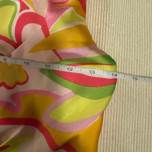 DO+BE Pink and Green Asymmetrical Ruched Cocktail Dress - Picture 3 of 9